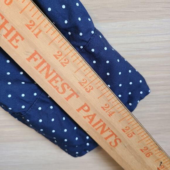 Polo Ralph Shirt Lauren Womens M Blue White Polka Dot Button Down Prep Corpcore - Picture 8 of 8